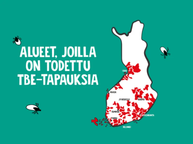 TBE-riskialueet kartalla.